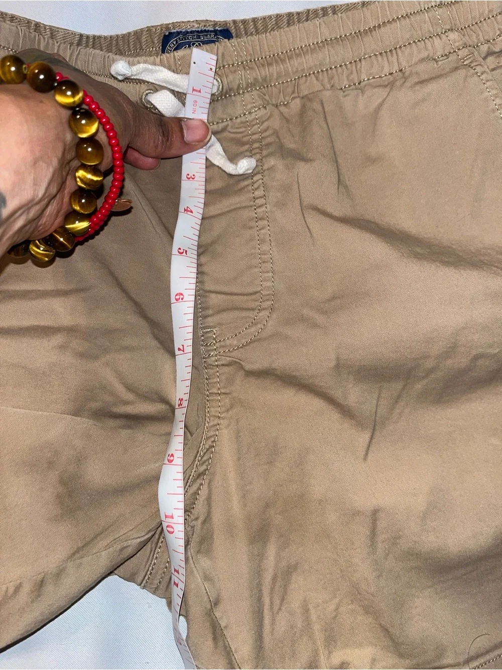 J. Crew Tan Khaki Shorts Drawstring waist Pockets Size Small